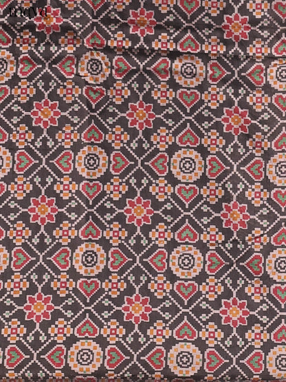 Black & Maroon Semi Patola Unstitched Top, Bottom & Dupatta -MDB04005