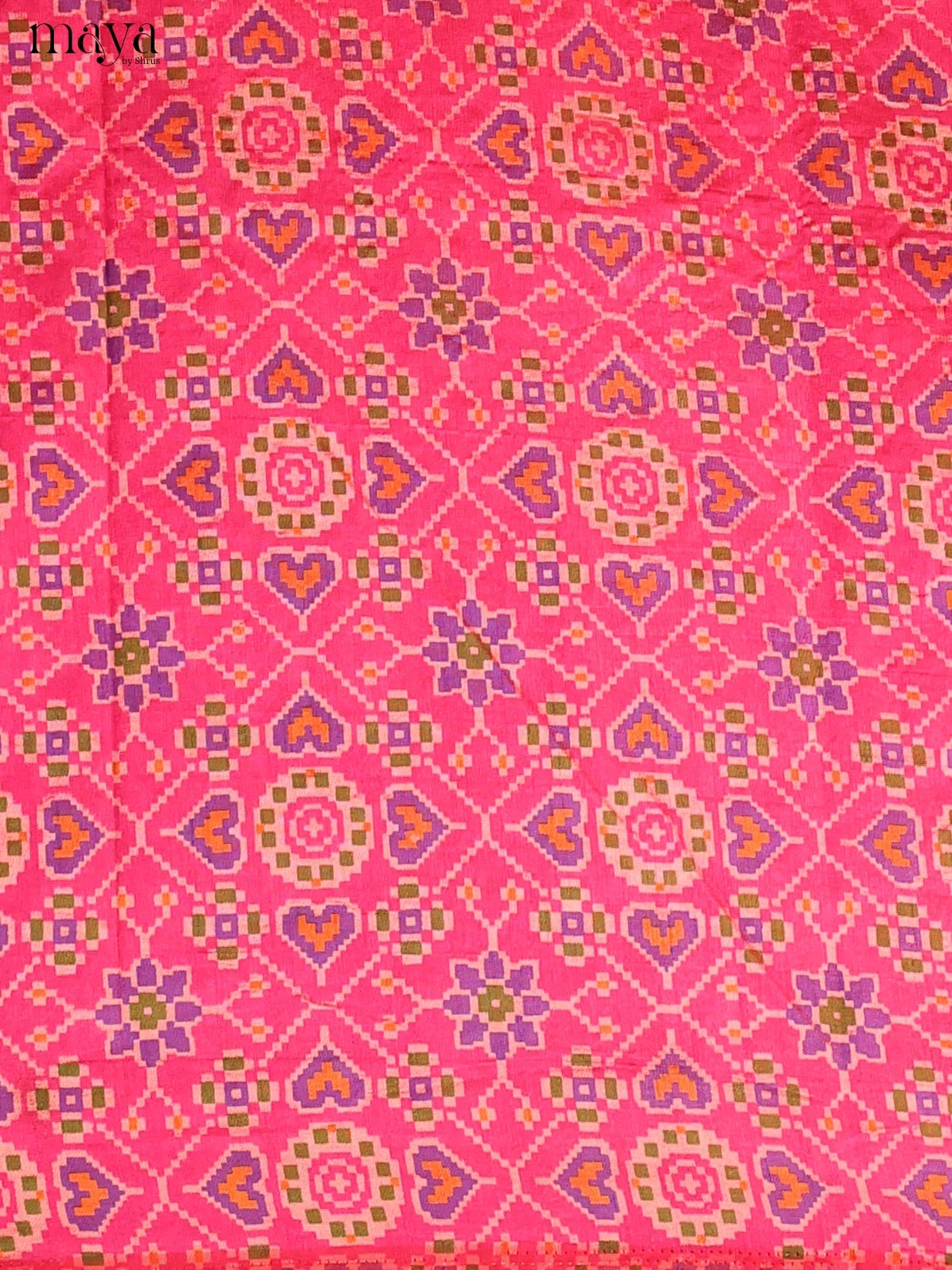 Pink & Violet Semi Patola Unstitched Top, Bottom & Dupatta -MDB04006