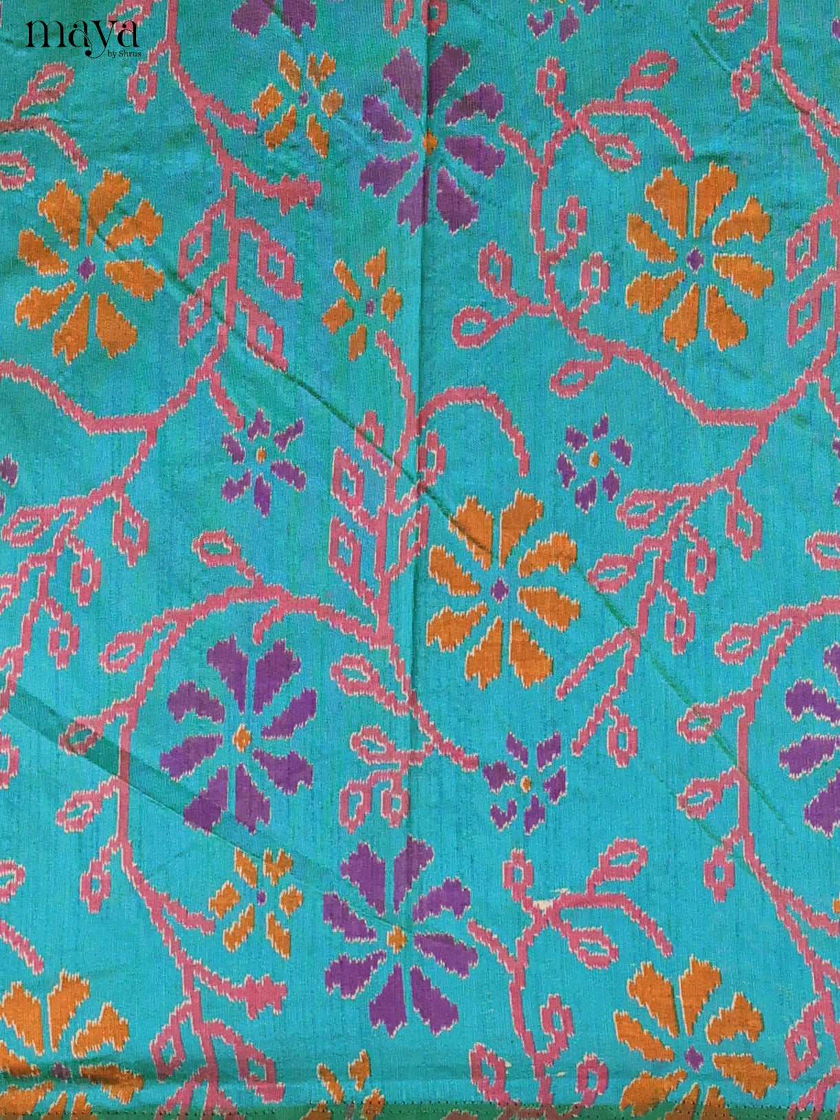 Blue & Violet Semi Patola Unstitched Top, Bottom & Dupatta - MDB04008