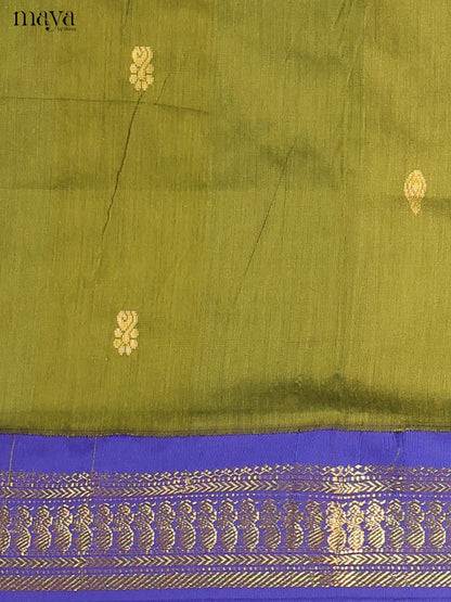 Mehandi Green & Blue Kalyani Cotton Unstitched Top & Dupatta- MDB06001