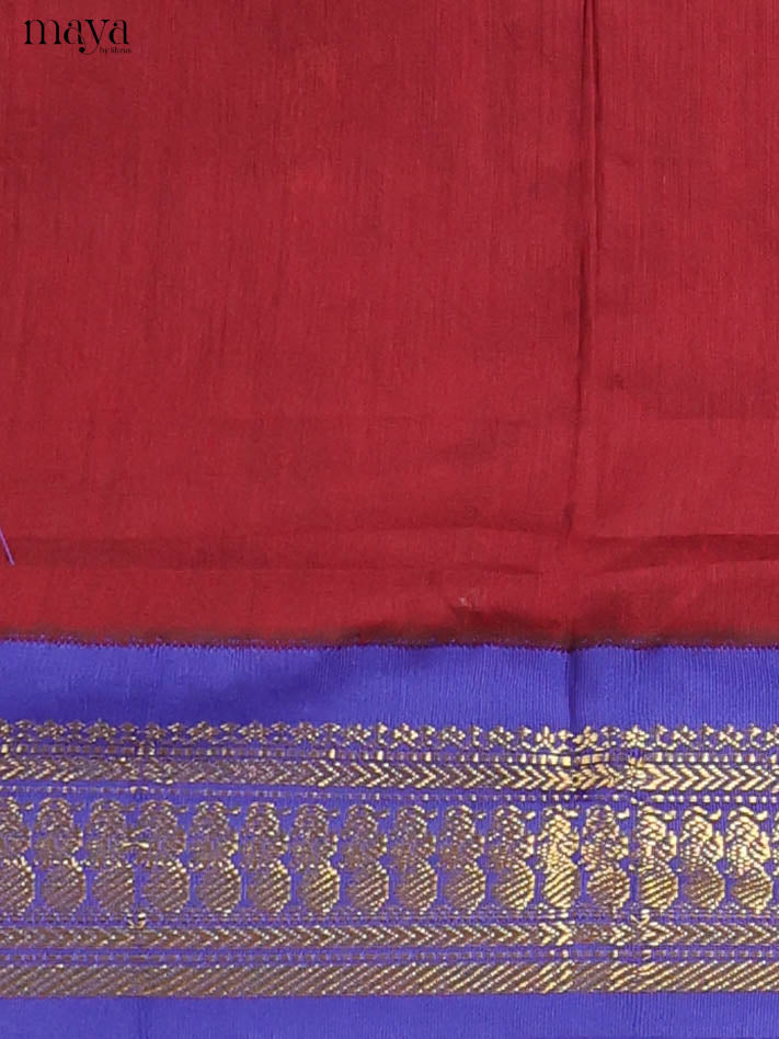 Maroon & Blue Kalyani Cotton Unstitched Top & Dupatta -MDB06002