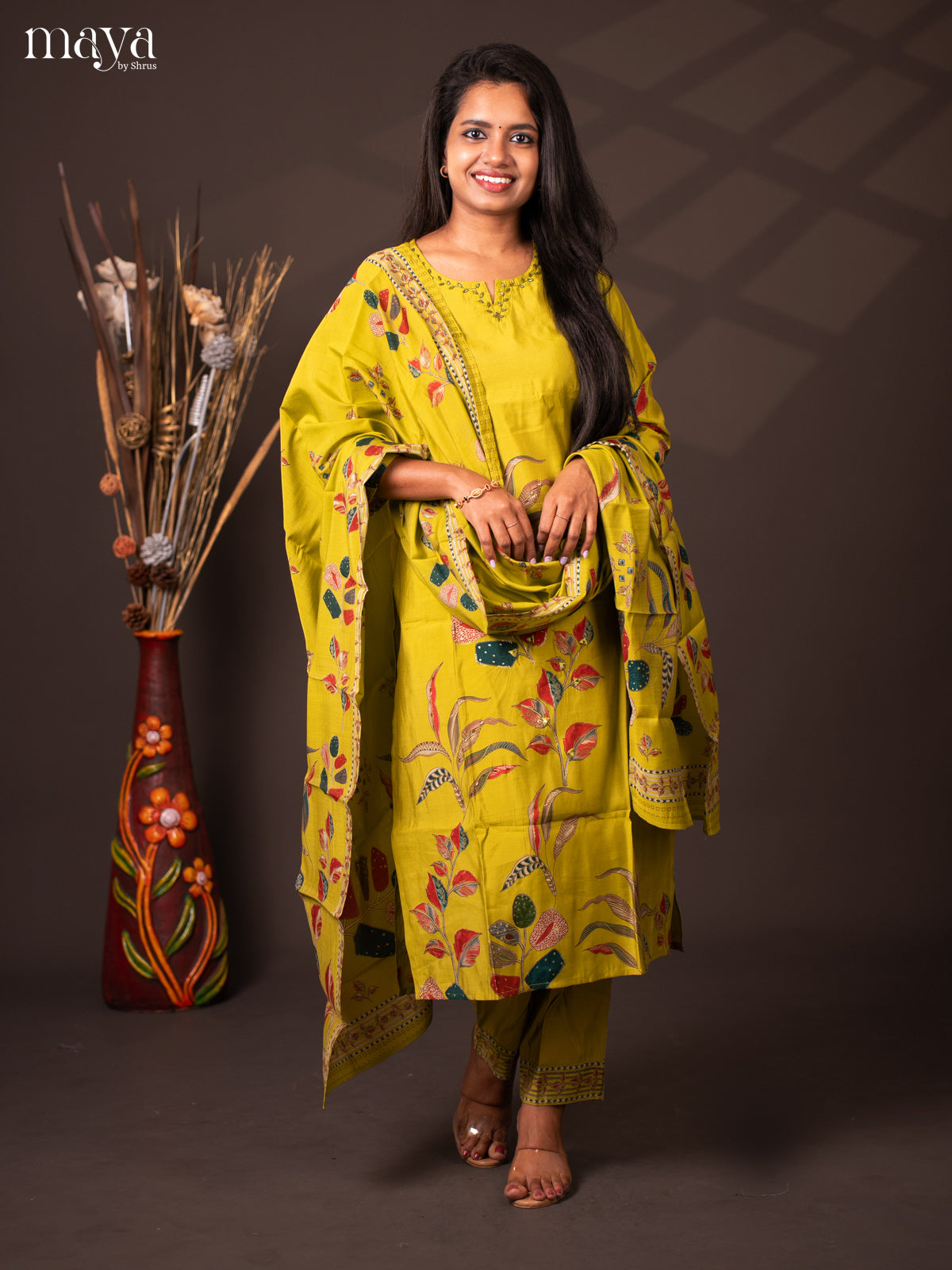 Embroidered Rayon 3Pc Green Salwar Suit - Top, Bottom & Dupatta