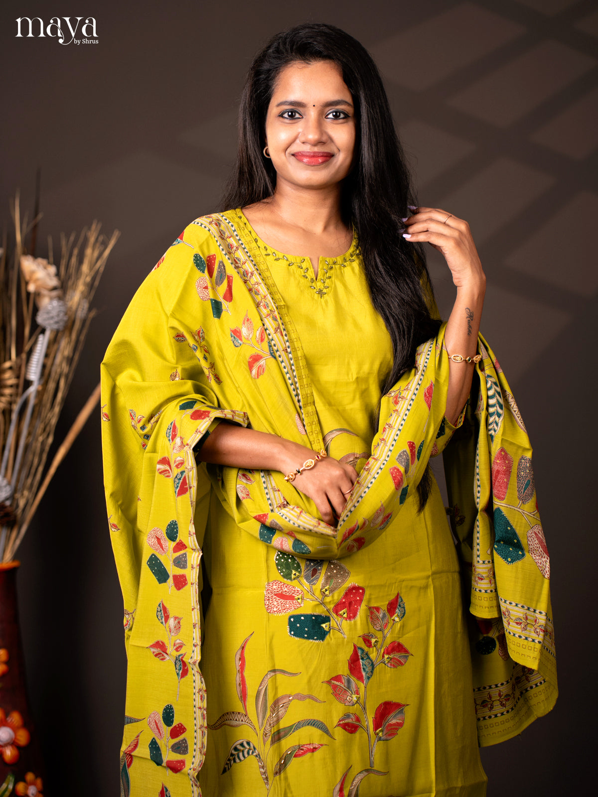 Embroidered Rayon 3Pc Green Salwar Suit - Top, Bottom & Dupatta