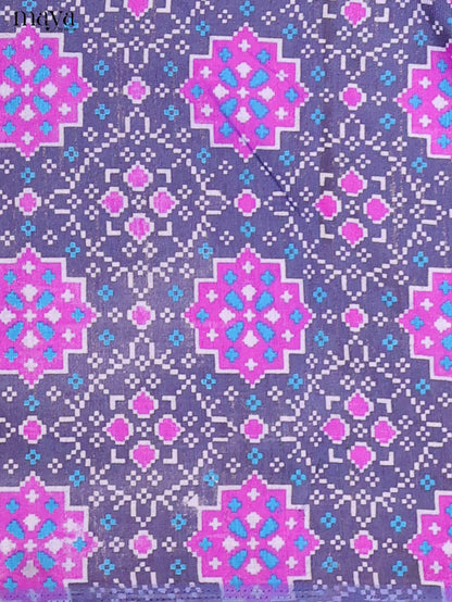 Violet & Purple Semi Patola Unstitched Top, Bottom & Dupatta - MDB08099