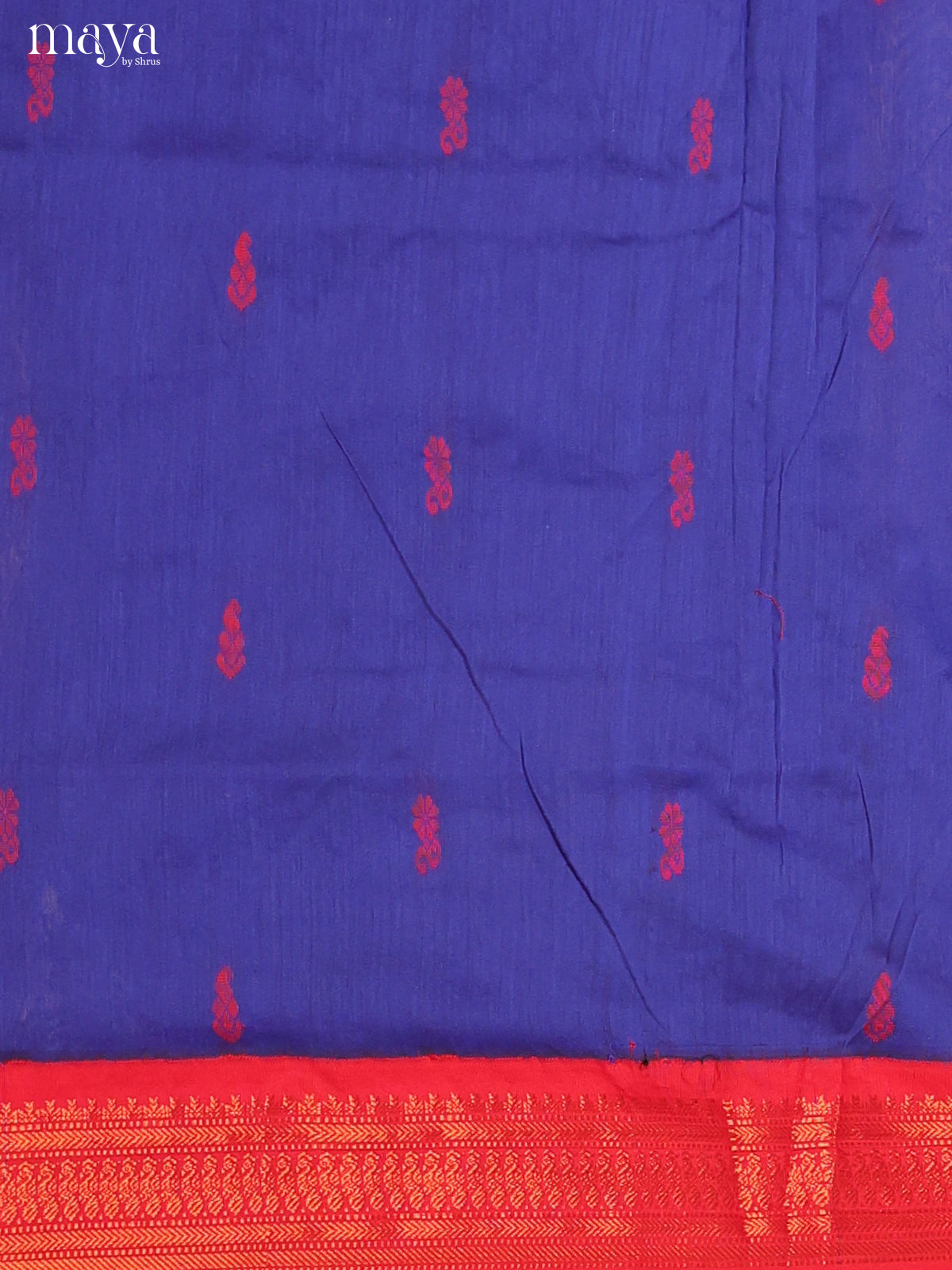 Blue & Red Kalyani Cotton Unstitched Top & Dupatta - MDB11001