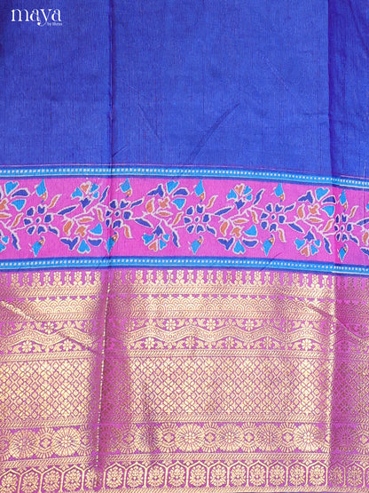 Blue & Purple Semi Patola Unstitched Top, Bottom & Dupatta - MDB12007