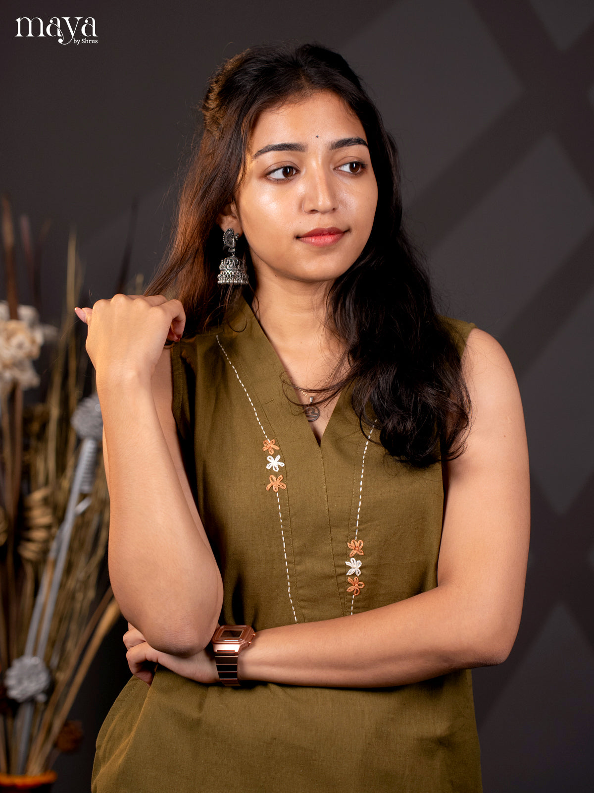 Green Cotton solid Salwar Suit - Top & Buttom