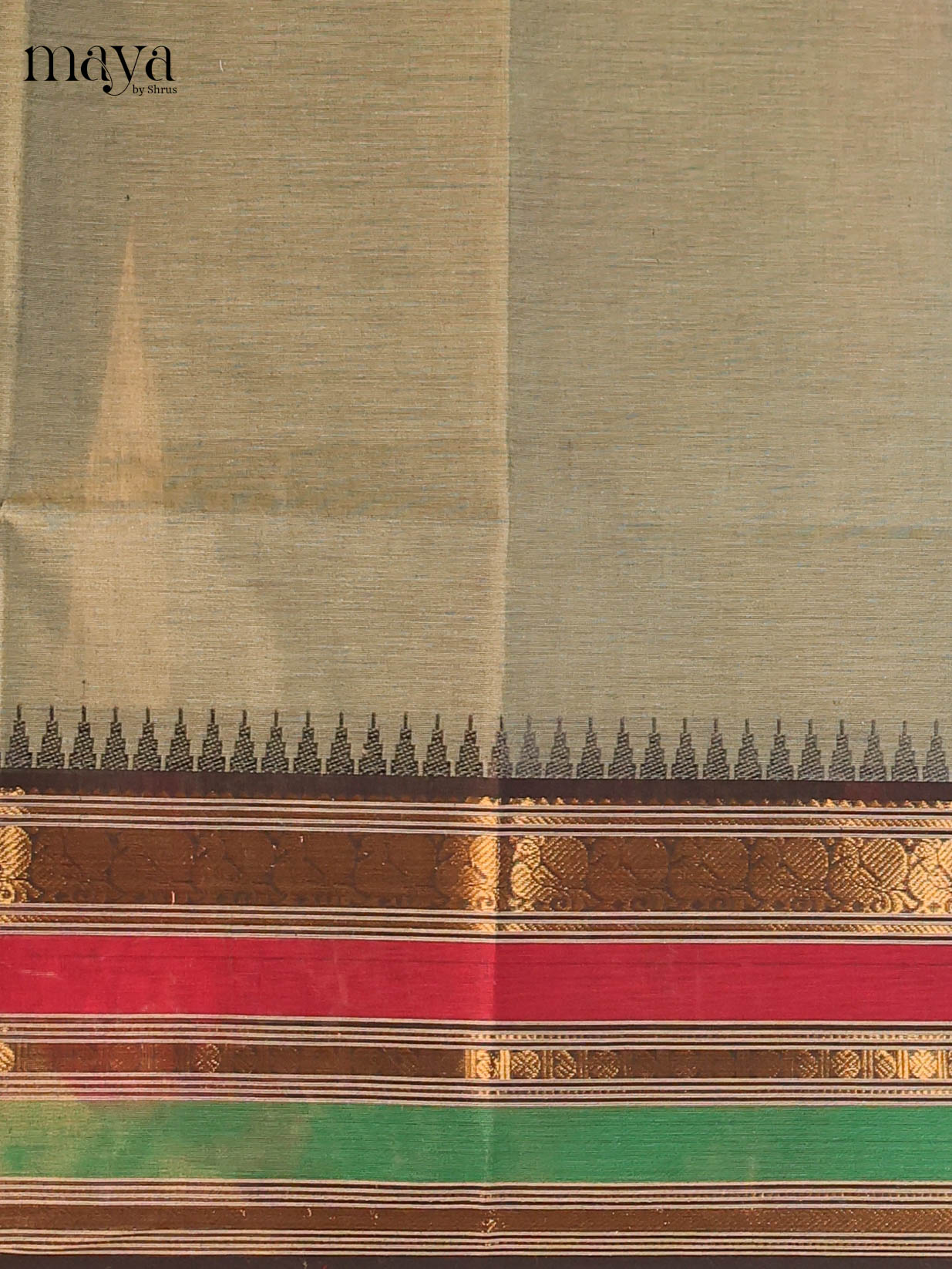 Grey & Green Chettinad Cotton Unstitched Top & Dupatta- MDB20001