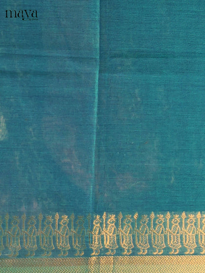 Teal Blue Chettinad Cotton Unstitched Top & Dupatta - MDB20005