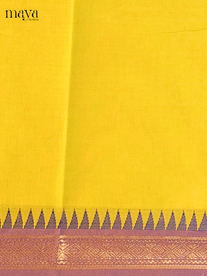 Lime Green & Purple Chettinad Cotton Unstitched Top & Dupatta -MDB20006