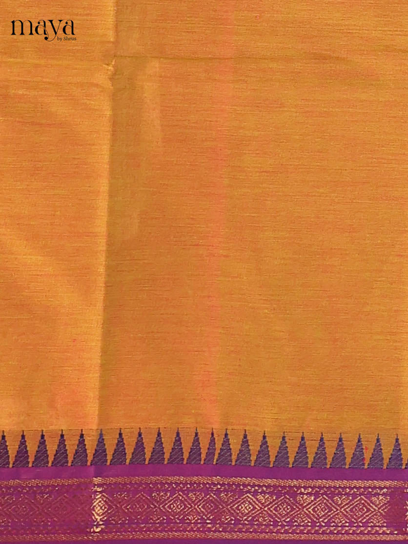 Green & Purple Chettinad Cotton Unstitched Top & Dupatta -MDB20007
