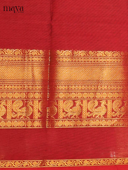 Maroon & Black Chettinad Cotton Unstitched Top & Dupatta - MDB20009