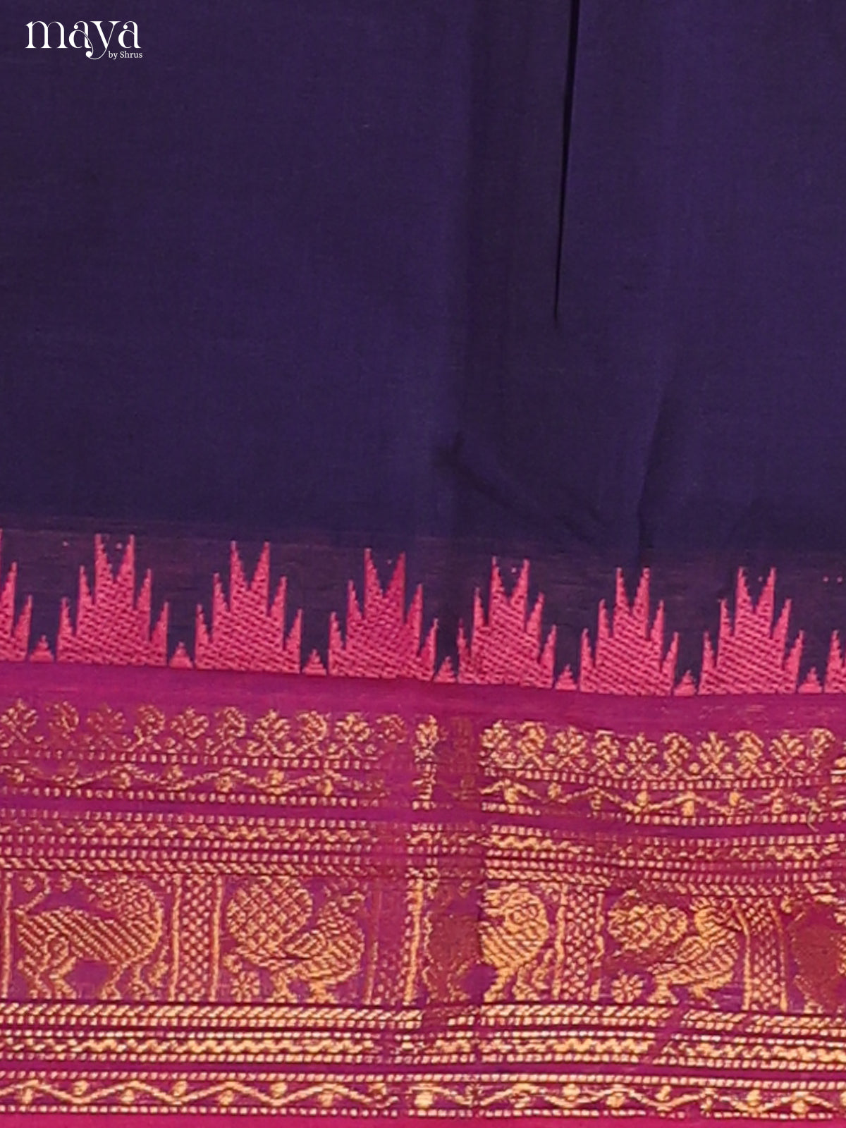 Violet & Dark Pink Chettinad Cotton Unstitched Top & Dupatta - MDB24007