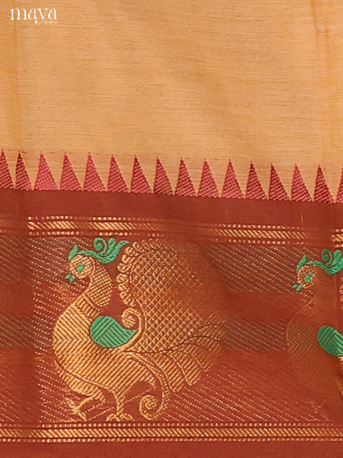 Sandal & Brown Chettinad Cotton Unstitched Top & Dupatta- MDB24008