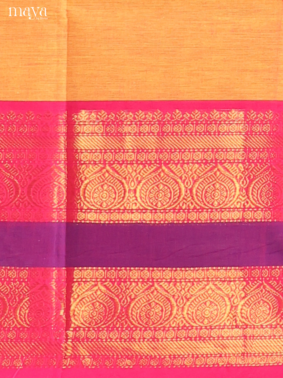 Orange & Pink Chettinad Cotton Unstitched Top & Dupatta - MDB24009
