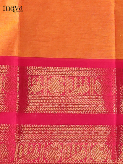 Light Orange & Pink - Chettinad Cotton Unstitched Top & Dupatta - MDB26004