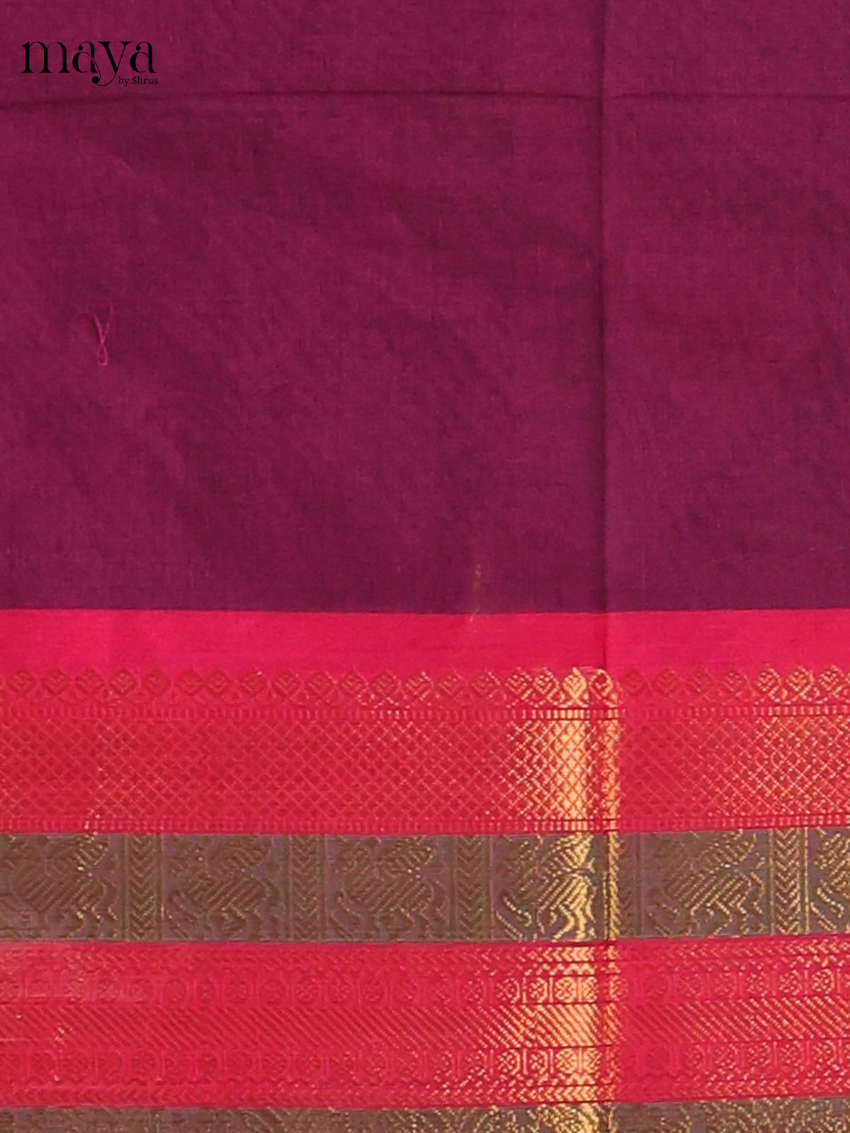 Purple with Red - Chettinad Cotton Unstitched Top & Dupatta - MDB26005