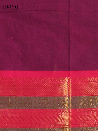 Purple with Red - Chettinad Cotton Unstitched Top & Dupatta - MDB26005