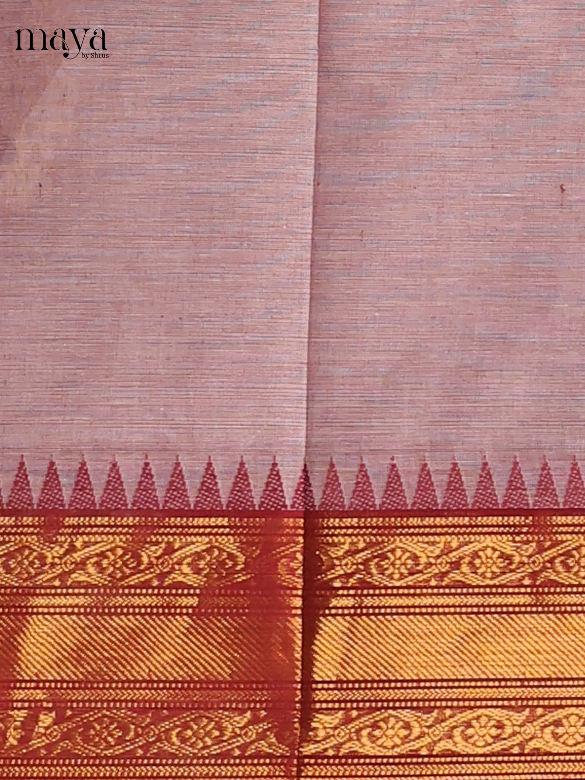Grey & dark maroon - Chettinad Cotton Unstitched Top & Dupatta - MDB26006