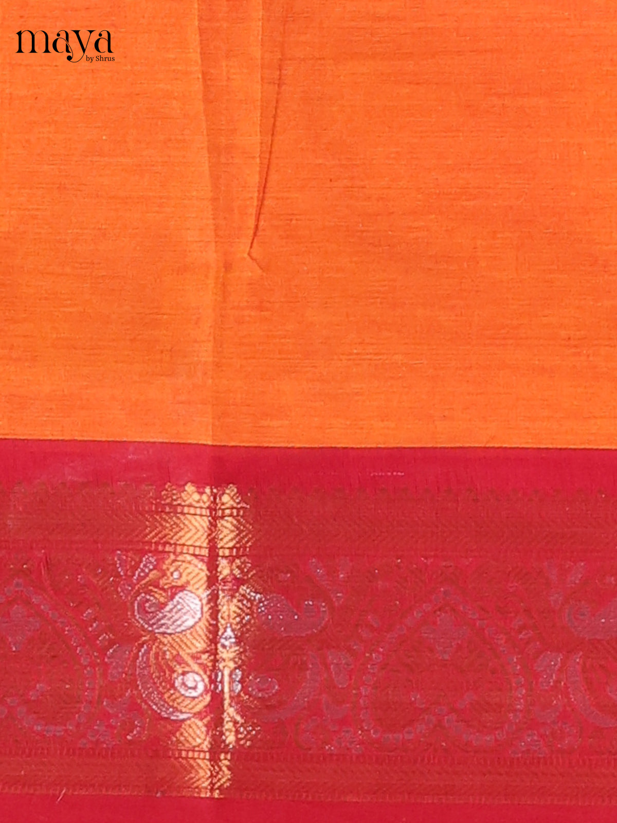 Orange & Maroon - Chettinad Cotton Unstitched Top & Dupatta - MDB26007