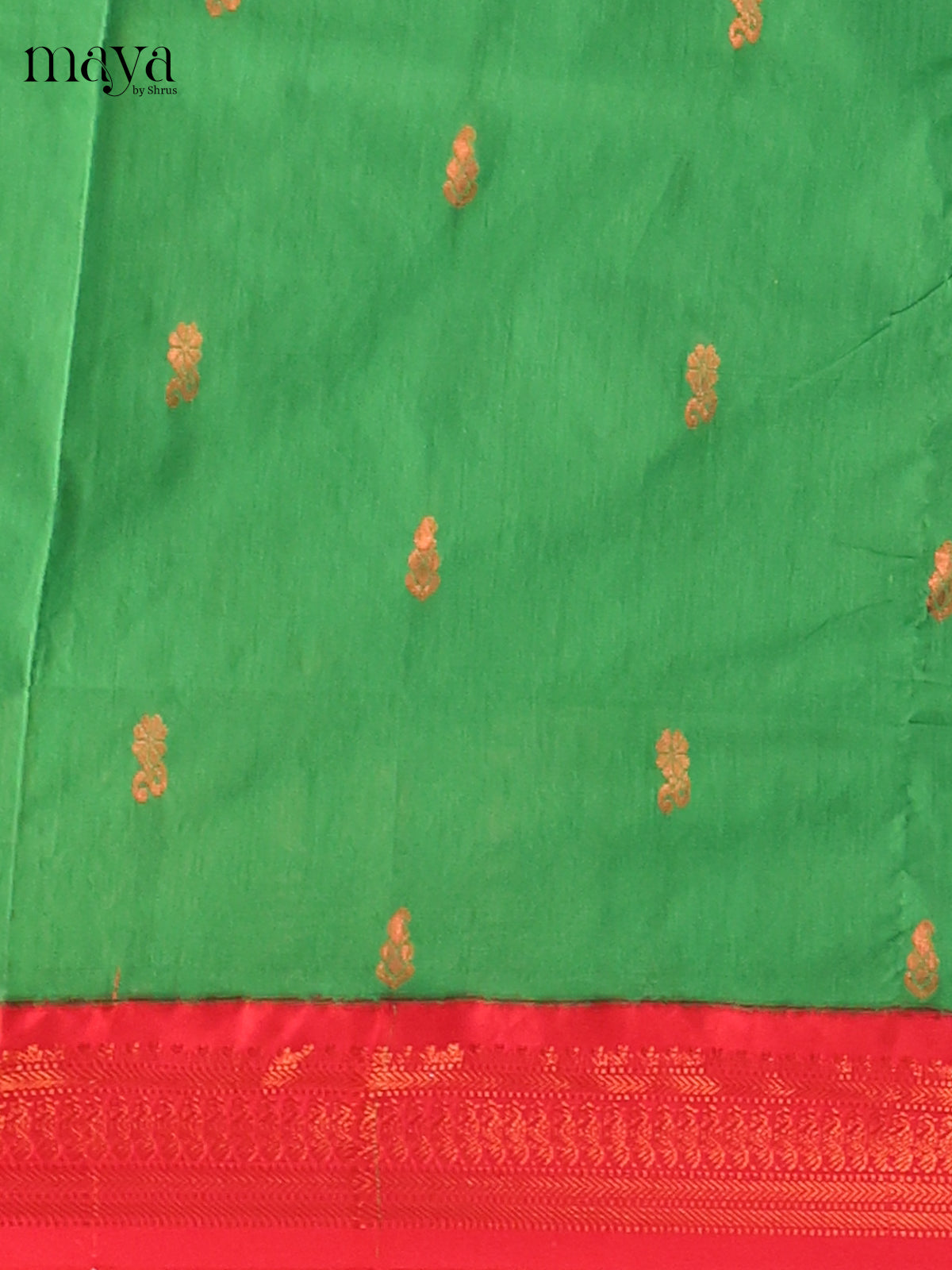 Green & Maroon - Kalyani Cotton unstitched Top & Dupatta - MDB26010