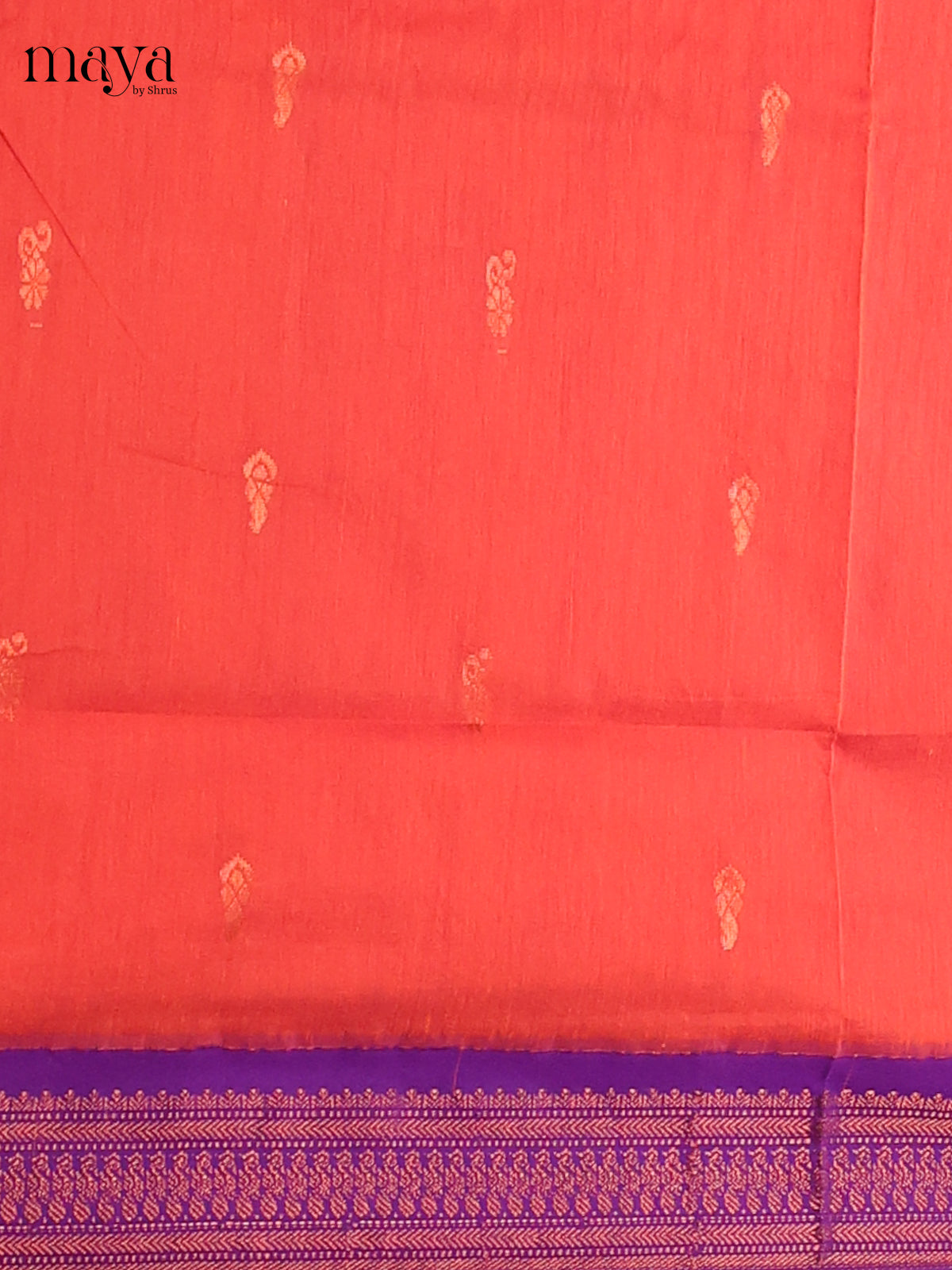 Orange & Purple - Kalyani Cotton unstitched Top & Dupatta - MDB26012