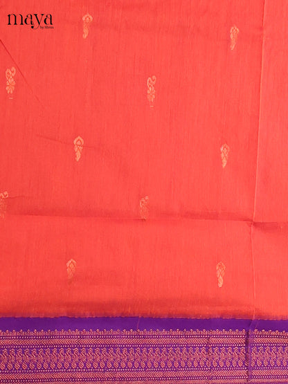 Orange & Purple - Kalyani Cotton unstitched Top & Dupatta - MDB26012
