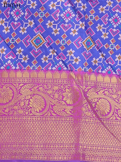 Double shade violet & Purple Semi Patola Unstitched Top, Bottom & Dupatta - MDB26033