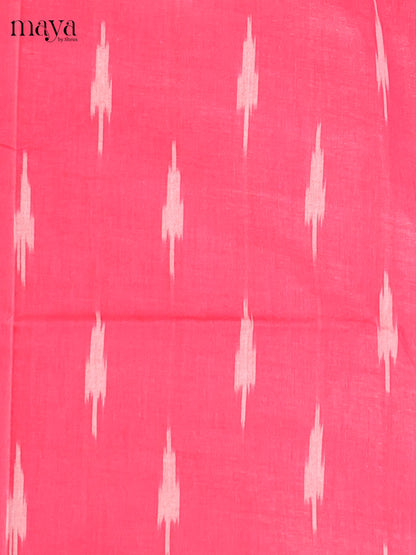 Dark peach & pastel pink - Ikkat Cotton Unstitched Material Top, Bottom & Dupatta - MDB27003