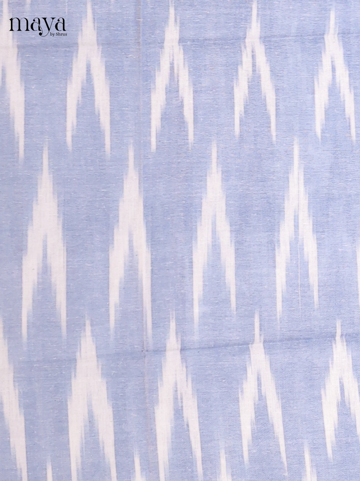 Ice Blue & White - Ikkat Cotton Unstitched Material Top, Bottom & Dupatta - MDB27004