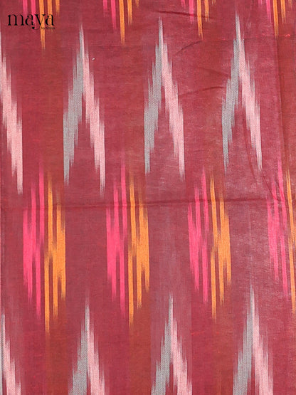 Maroon & light red - Ikkat Cotton Unstitched Material Top, Bottom & Dupatta - MDB27011