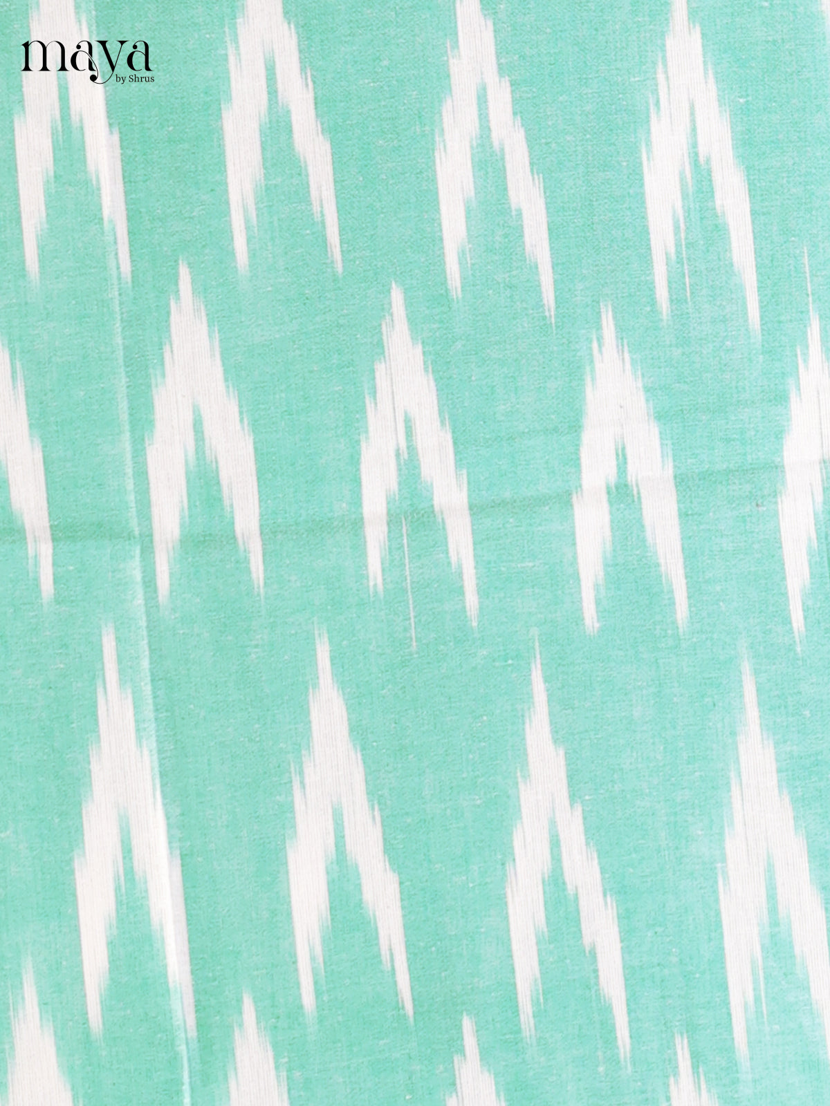 Teal green & white - Ikkat Cotton Unstitched Material Top, Bottom & Dupatta - MDB27016