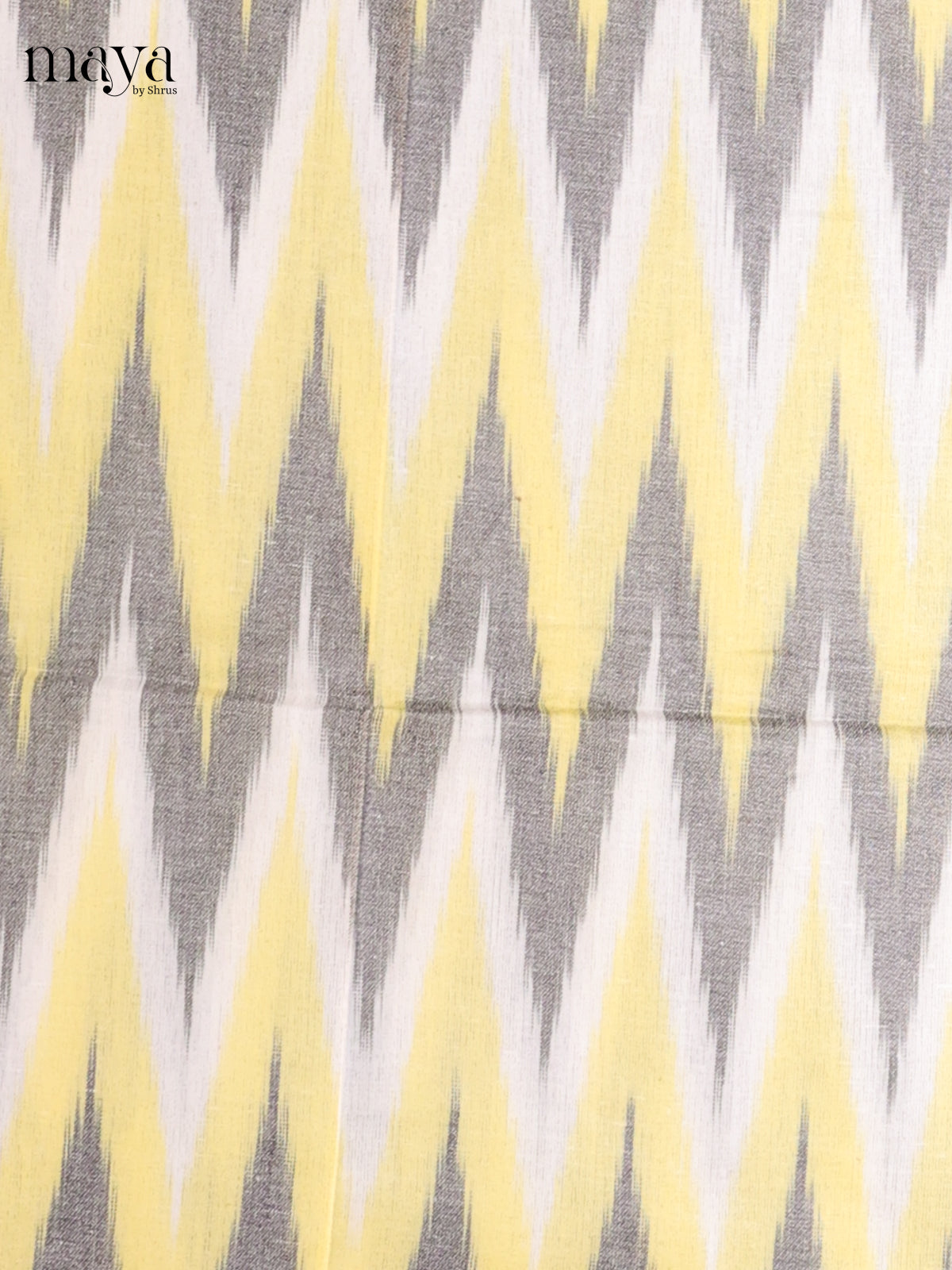 Yellow & Grey - Ikkat Cotton Unstitched Material Top, Bottom & Dupatta - MDB27019
