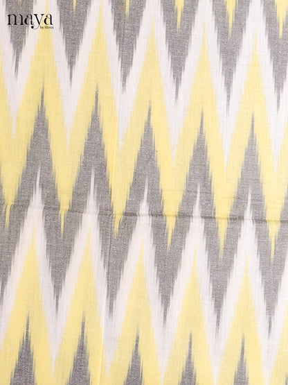Yellow & Grey - Ikkat Cotton Unstitched Material Top, Bottom & Dupatta - MDB27019