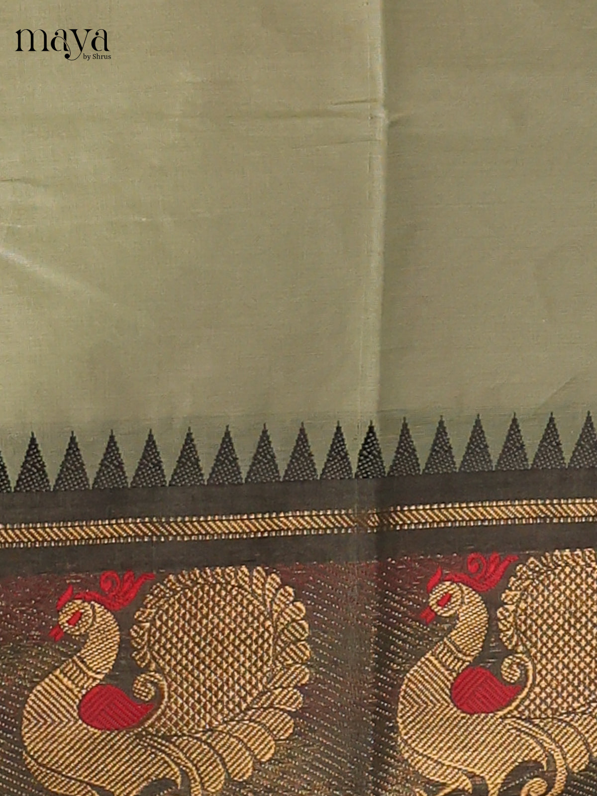 Sea Green with Dark Green - Chettinad Cotton Unstitched Top & Dupatta - MDC06001