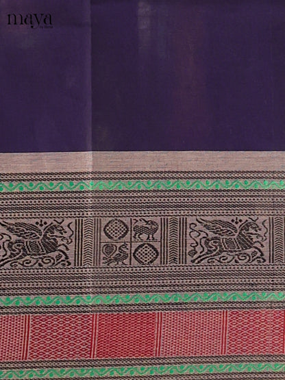 Navy Blue & grey - Chettinad Cotton Unstitched Top & Dupatta - MDC06004