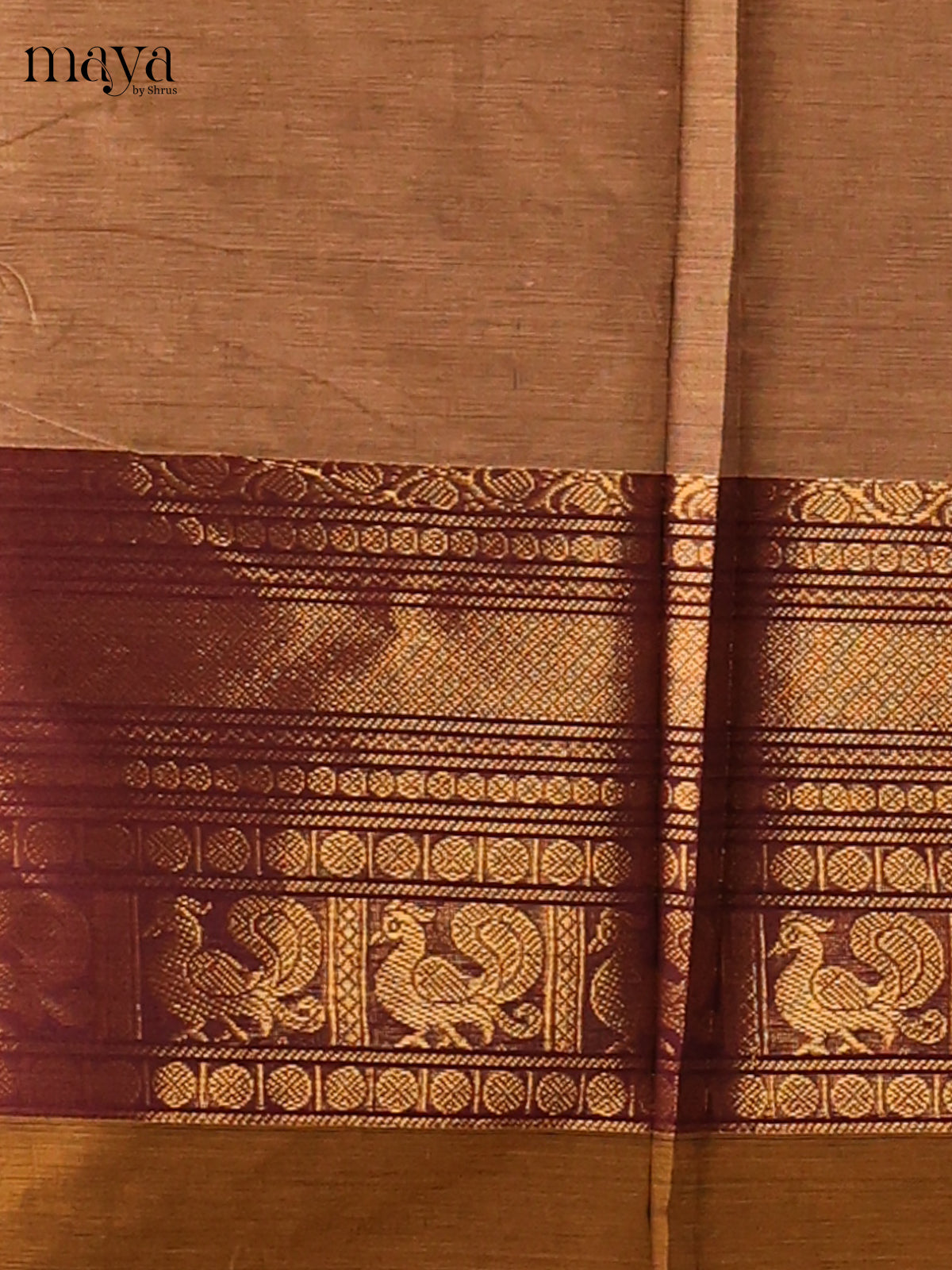 Light Browm with Dark brown - Chettinad Cotton Unstitched Top & Dupatta - MDC06005
