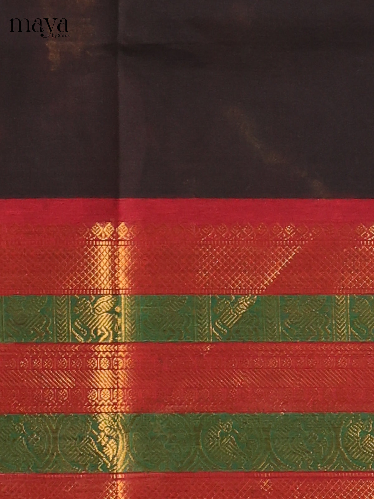 Black with Red - Chettinad Cotton Unstitched Top & Dupatta - MDC06006
