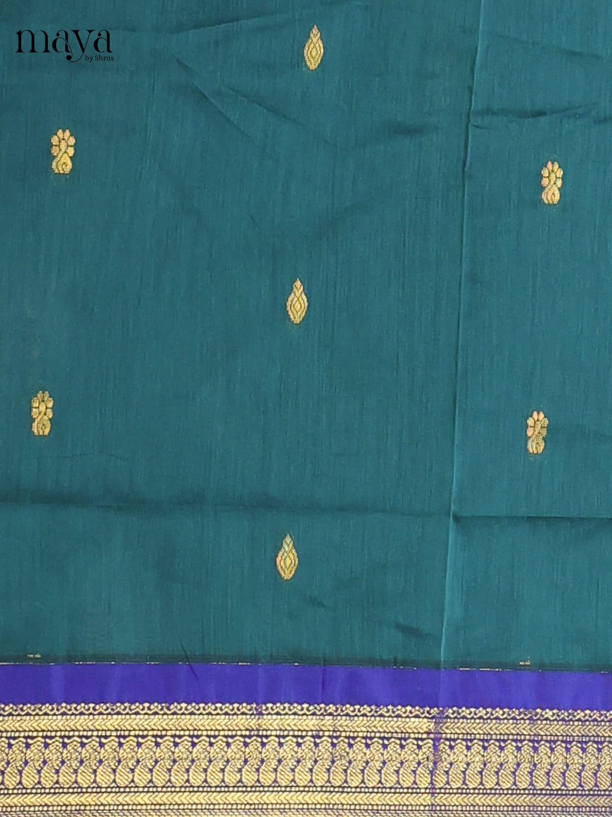 Green & Royal Blue - Kalyani Cotton unstitched Top & Dupatta - MDC07001