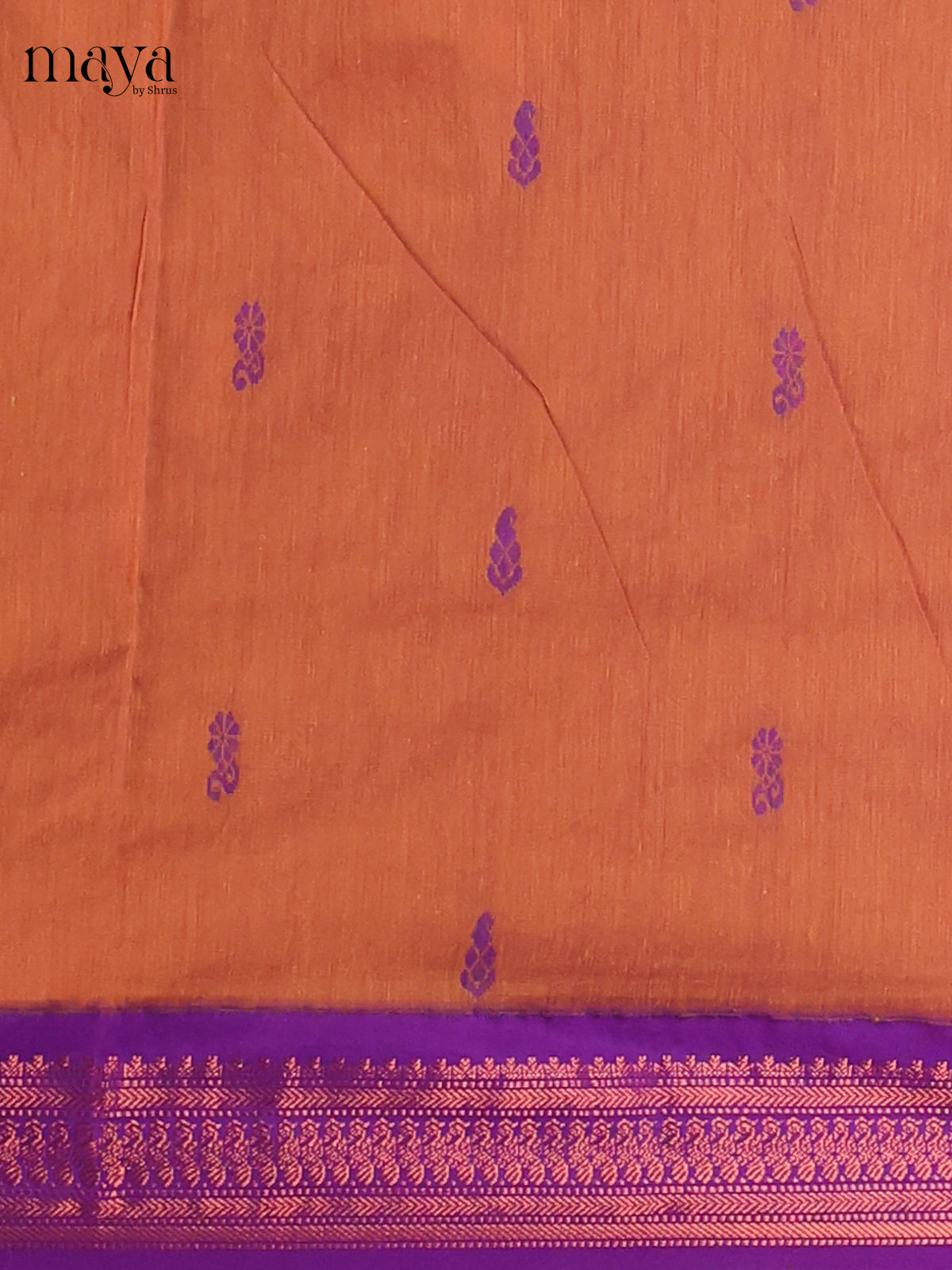 Brown & Purple - Kalyani Cotton unstitched Top & Dupatta - MDC07002