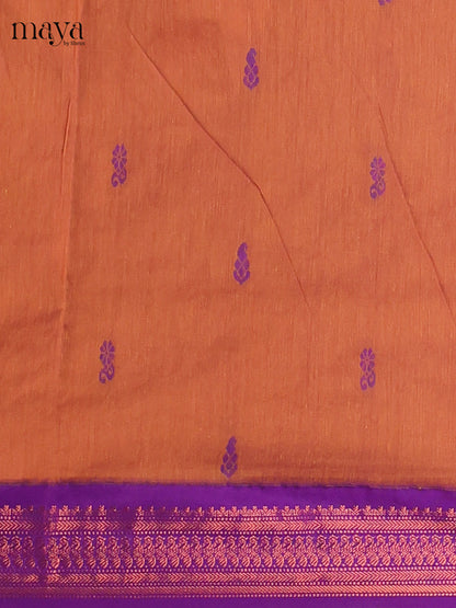 Brown & Purple - Kalyani Cotton unstitched Top & Dupatta - MDC07002