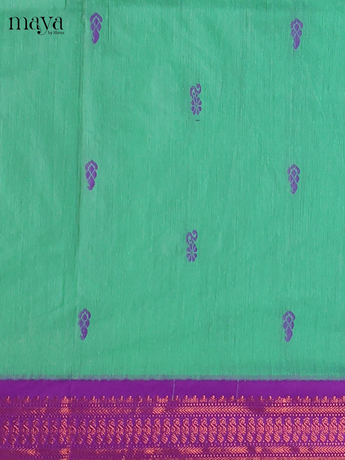 Purple & Green - Kalyani Cotton unstitched Top & Dupatta - MDC07004
