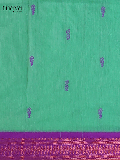 Purple & Green - Kalyani Cotton unstitched Top & Dupatta - MDC07004