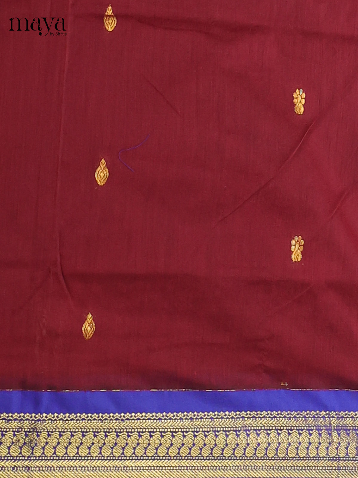 Royal blue & Brown - Kalyani Cotton unstitched Top & Dupatta - MDC07007