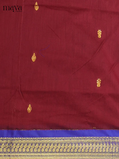 Royal blue & Brown - Kalyani Cotton unstitched Top & Dupatta - MDC07007