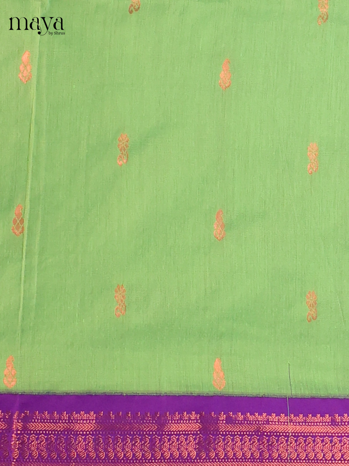 Purple & Green - Kalyani Cotton unstitched Top & Dupatta - MDC07008