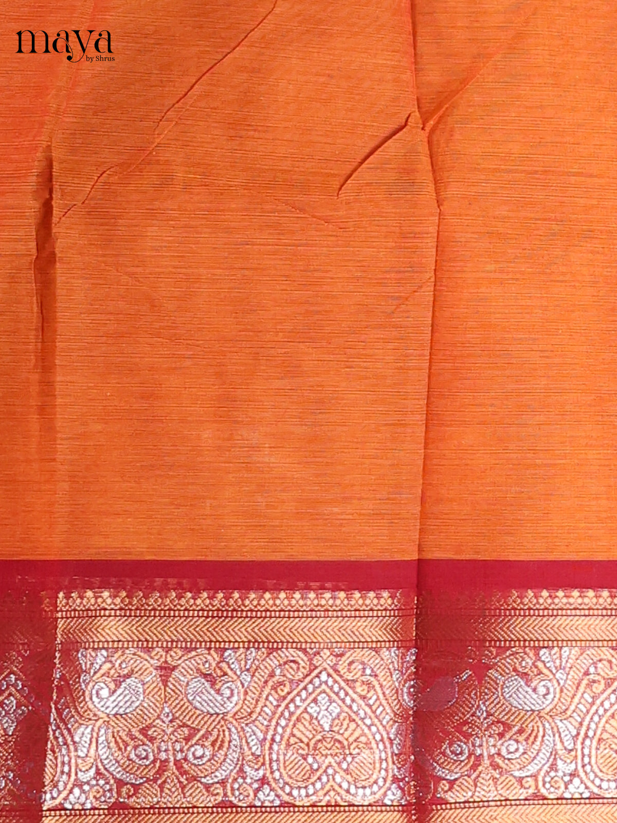 Orange & Maroon - Chettinad Cotton Unstitched Top & Dupatta - MDC12001