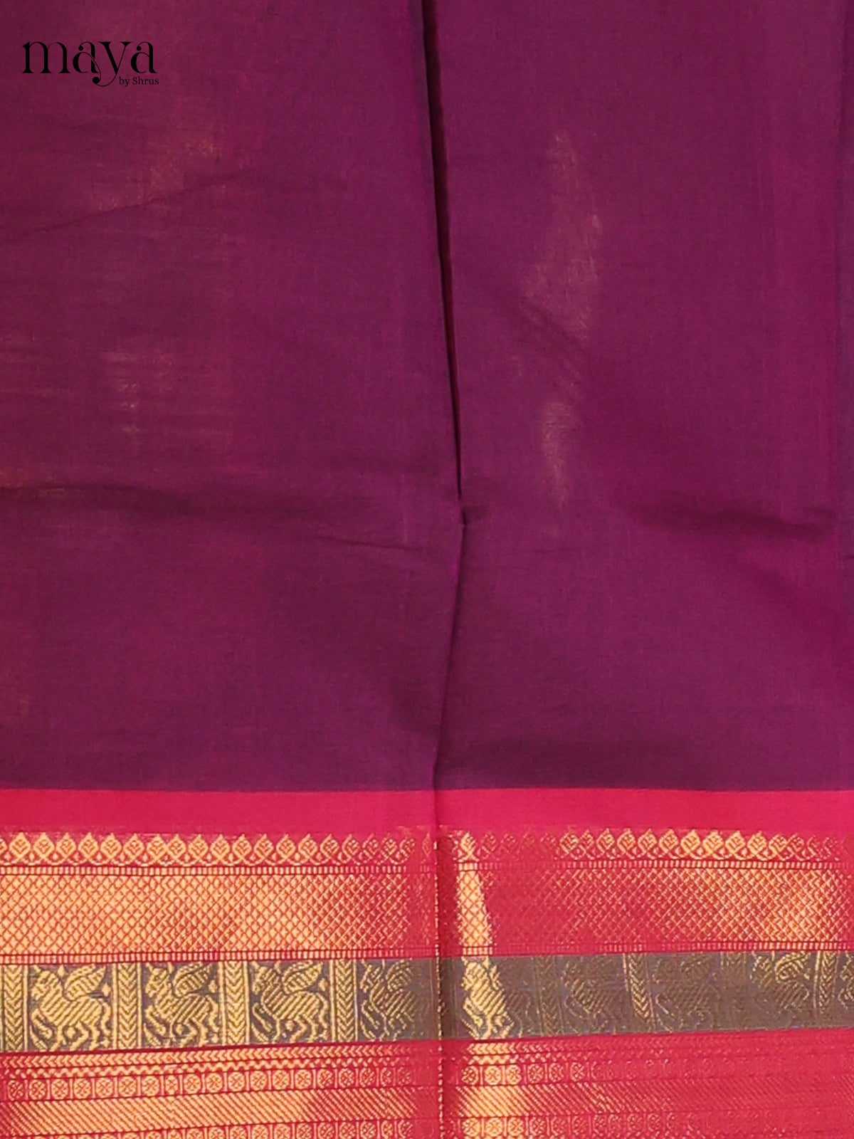 Purple & Red - Chettinad Cotton Unstitched Top & Dupatta - MDC12003