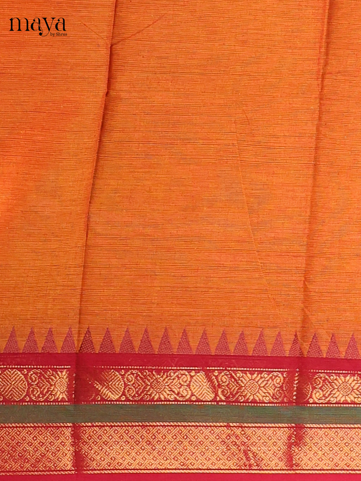 Orange & red - Chettinad Cotton Unstitched Top & Dupatta - MDC12008