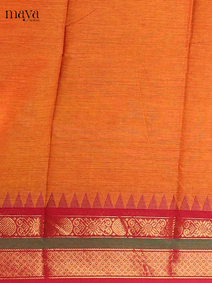Orange & red - Chettinad Cotton Unstitched Top & Dupatta - MDC12008